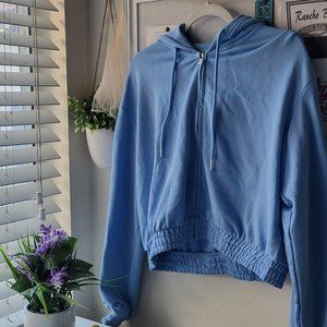 Blue cropped zip up